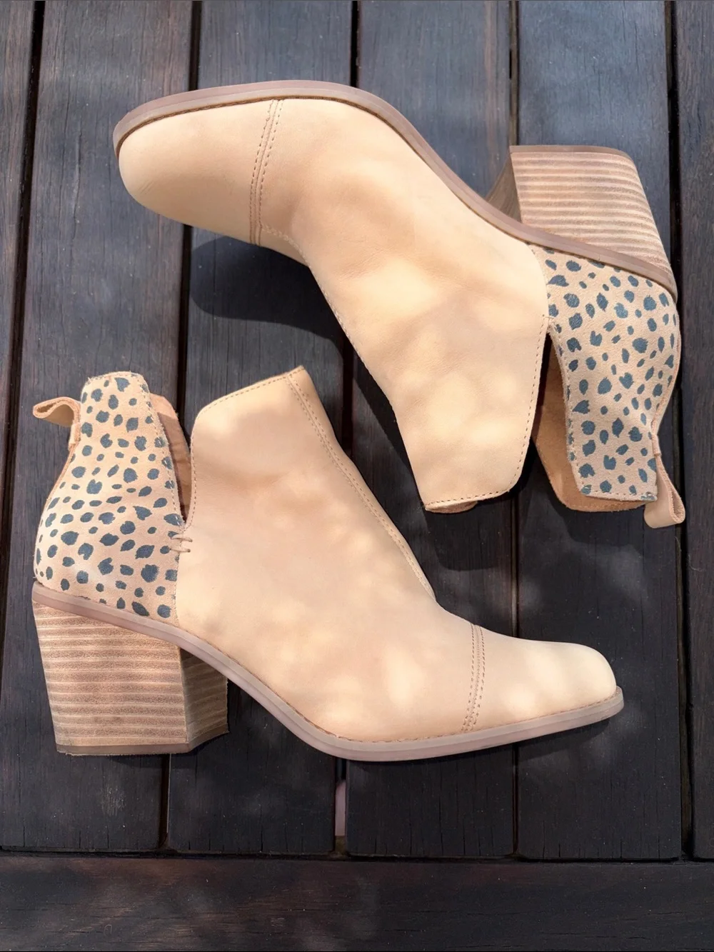 TOMS Cutout Ankle Booties with Cheetah Heel
